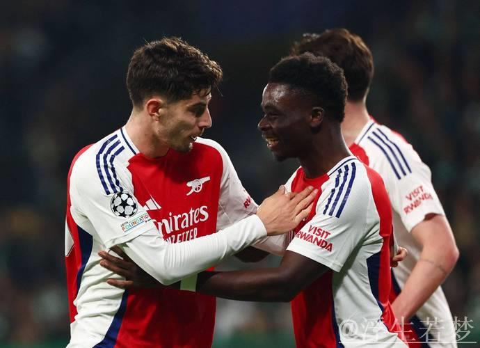 阿森纳小组赛六连胜领跑，马杜埃凯梅开二度助3-0击败布鲁日